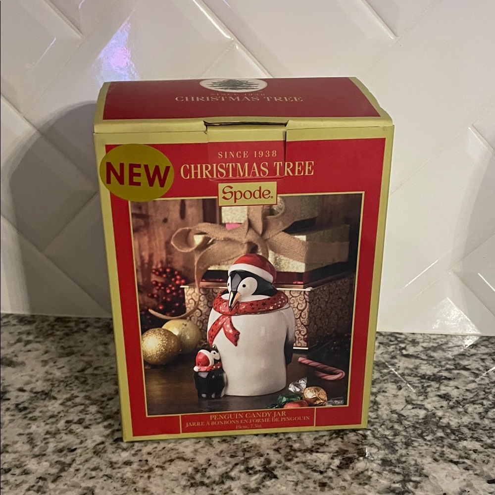 Spode Christmas Tree Penguin Candy Jar